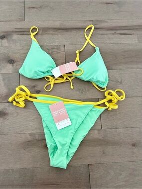 Dippin' Daisy's Mint Green Bikini with Yellow Trim